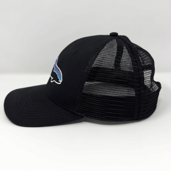 Patagonia Fitz Roy Trout Trucker Hat Black Embroidered Snapback Mesh - Picture 2 of 5